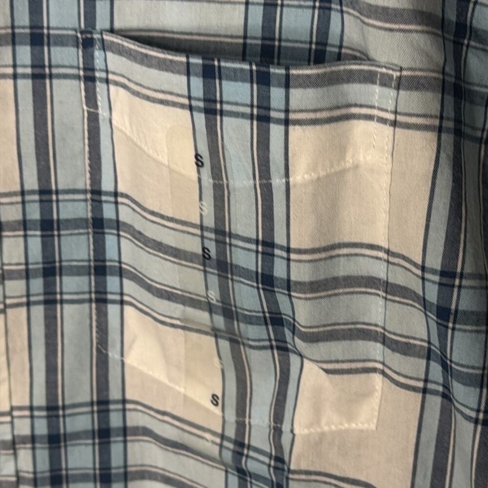 NWT GAP Mens Button Blue White Plaid Button Down Short Sleeve Shirt Size S - Picture 3 of 5